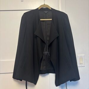 RW&CO Black Open Front Blazer with Waist Tie - Size L